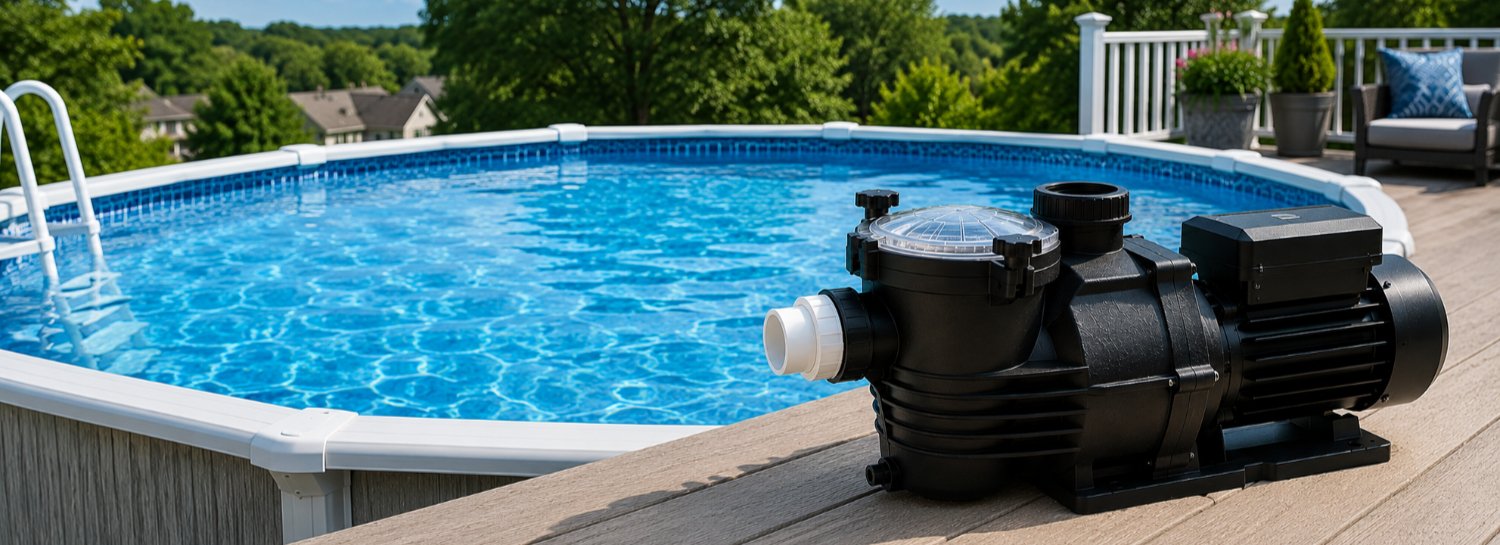 Above ground swimming pool with pool pump and filter system